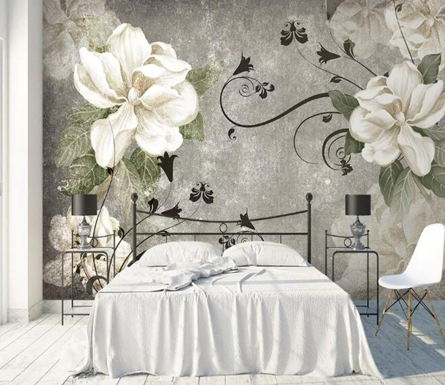 3D White Flower WG538 Wall Murals