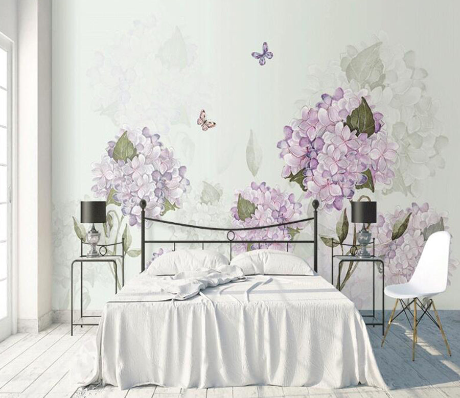 3D Violet Leaf WC1684 Wall Murals