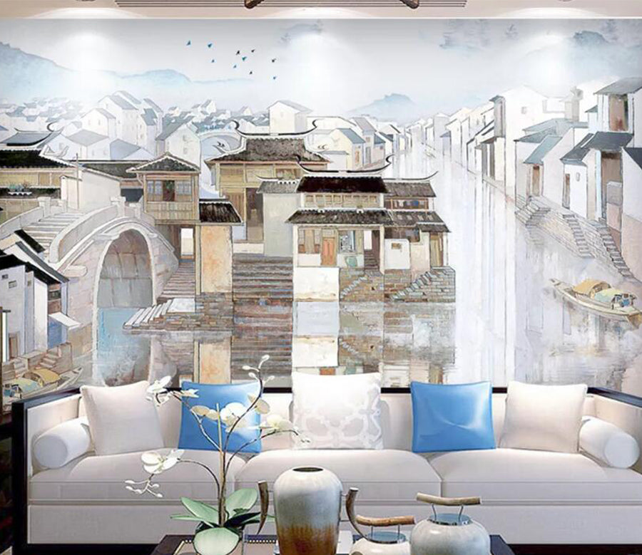 3D Bridge River WC1711 Wall Murals