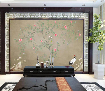 3D Stone Crane WG1244 Wall Murals