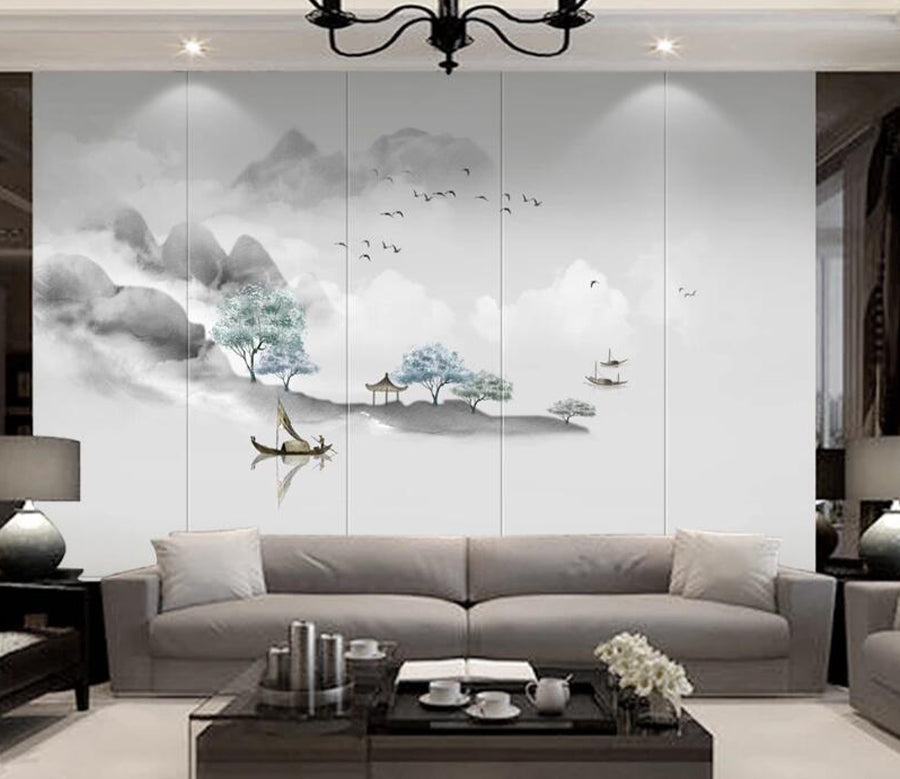 3D Pavilion Boat WC1861 Wall Murals