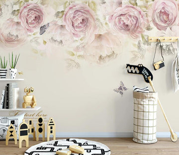 3D Pink Rose Leaf WC2385 Wall Murals