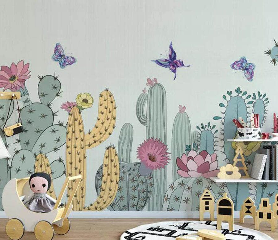 3D Flower Cactus WG941 Wall Murals