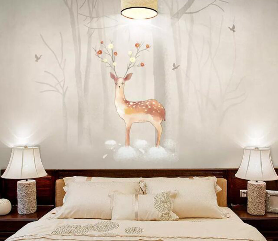 3D Sika Deer Forest WG815 Wall Murals