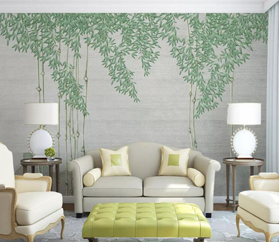 3D Bamboo Leaves WG693 Wall Murals