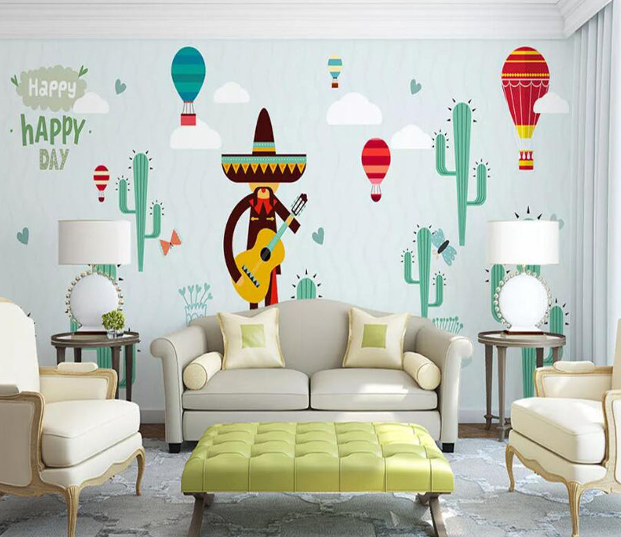 3D Monkey Cactus WC1592 Wall Murals