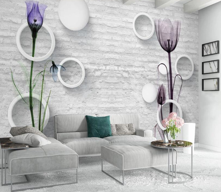 3D Purple Flower WC1342 Wall Murals