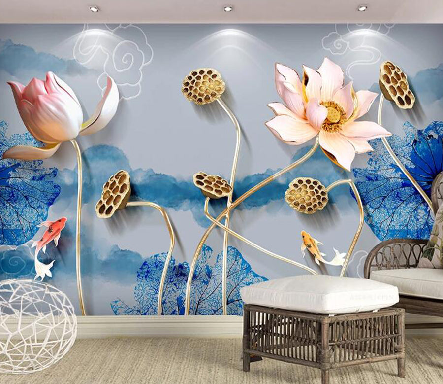 3D Lotus Seed WC1428 Wall Murals