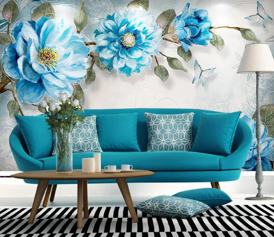 3D Blue Rose WC1539 Wall Murals