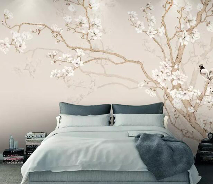 3D White Plum Bird WG620 Wall Murals