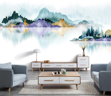 3D Purple Hillside WC2328 Wall Murals