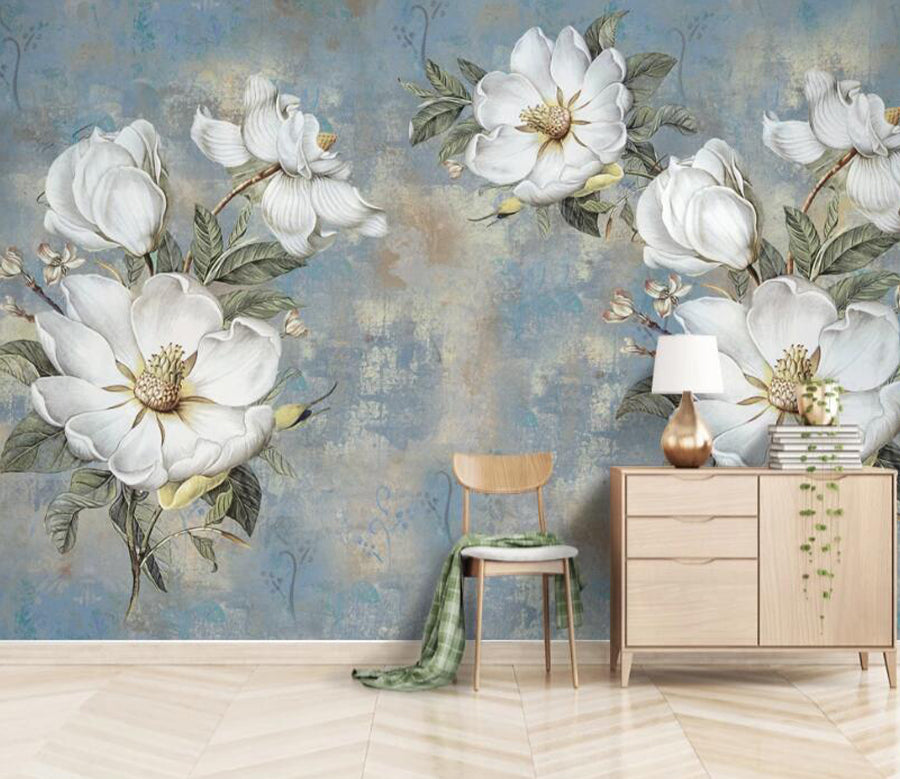 3D White Flower WC2545 Wall Murals