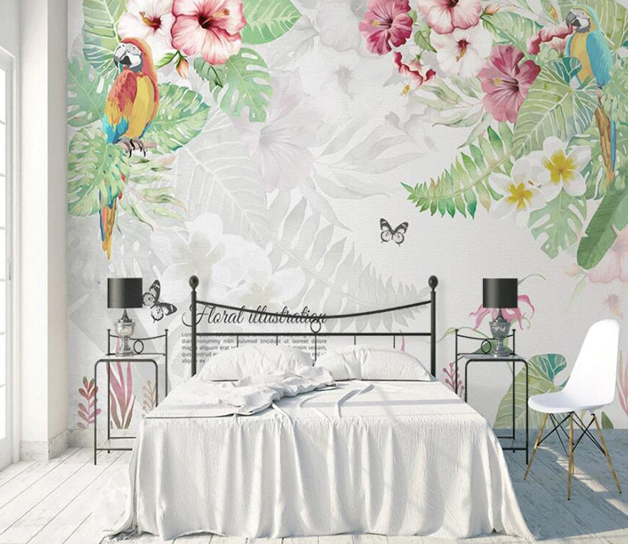 3D Parrot Flower WC1558 Wall Murals