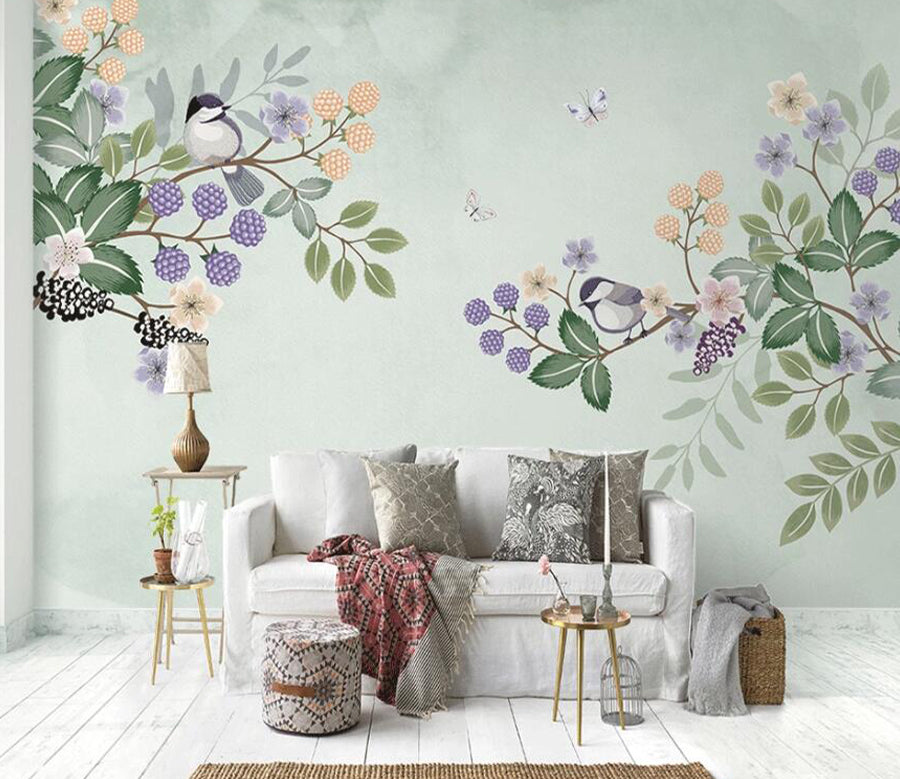 3D Grape Butterfly WC1670 Wall Murals