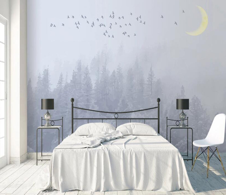 3D Forest Fog Moon WG922 Wall Murals