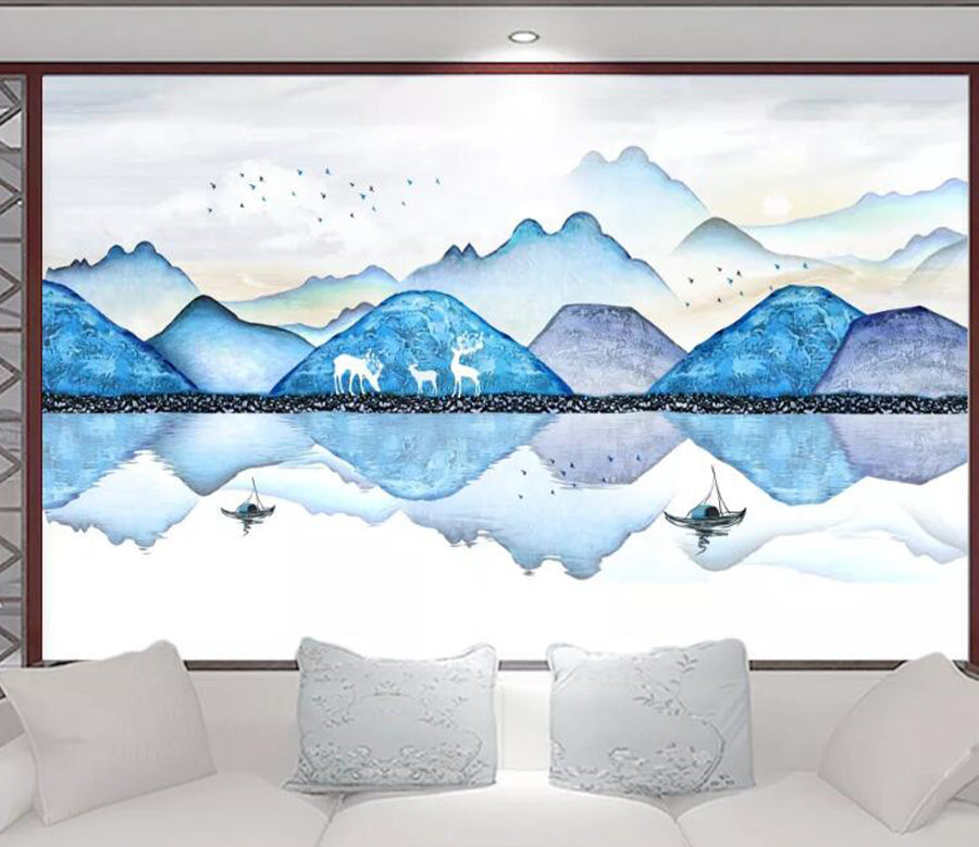 3D Blue Mountain WC1601 Wall Murals