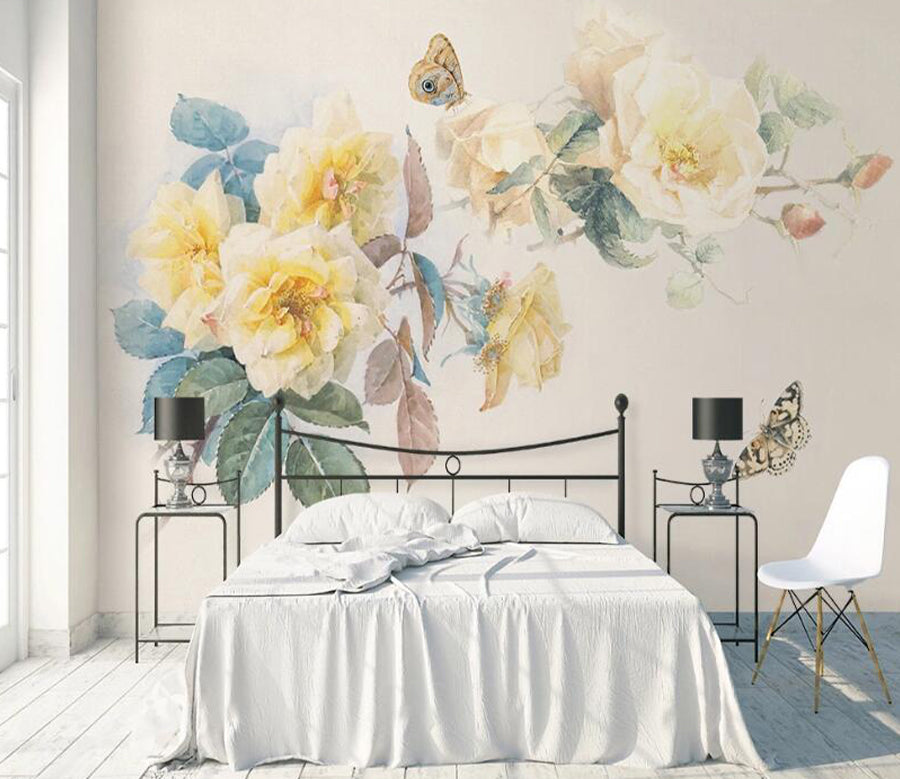 3D Rose Butterfly WC1871 Wall Murals