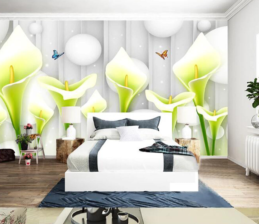 3D Butterfly Lily WC1374 Wall Murals