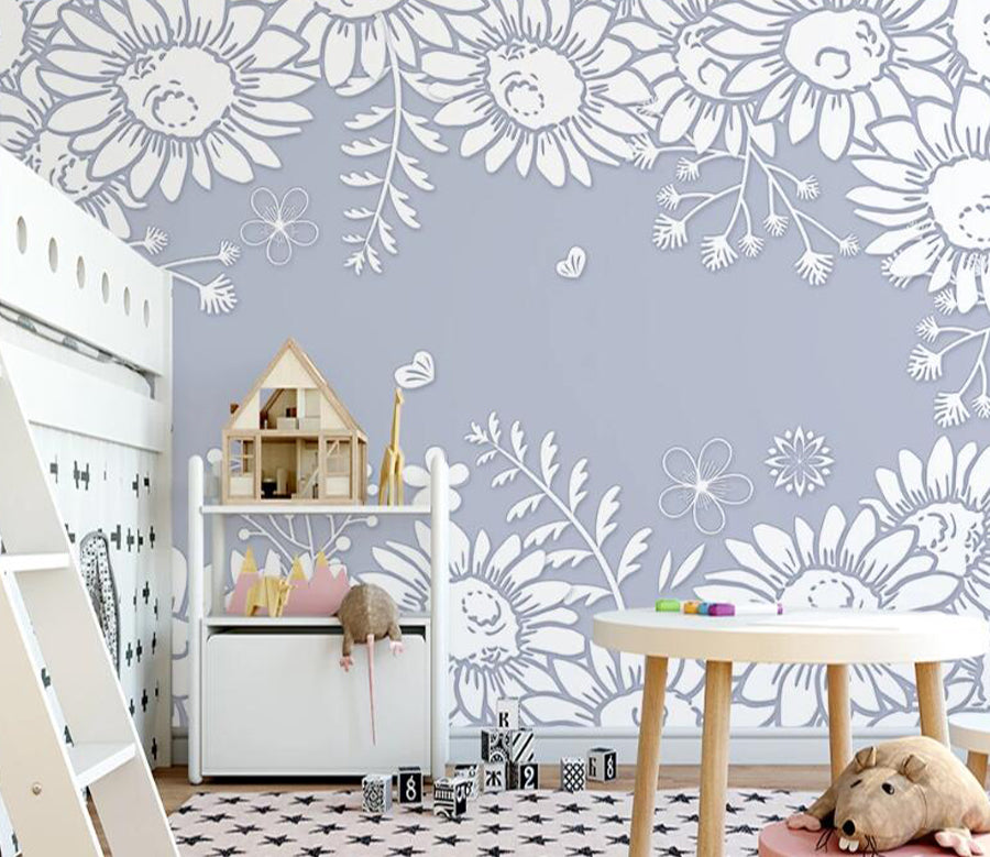 3D Sunflower Pattern WC2243 Wall Murals