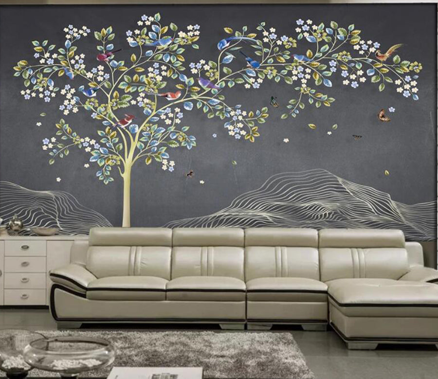 3D Flower Tree Bird WG1014 Wall Murals