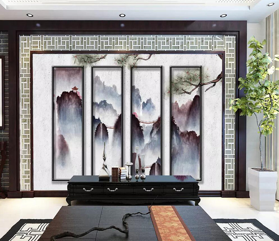 3D Pavilion Bridge WG1232 Wall Murals