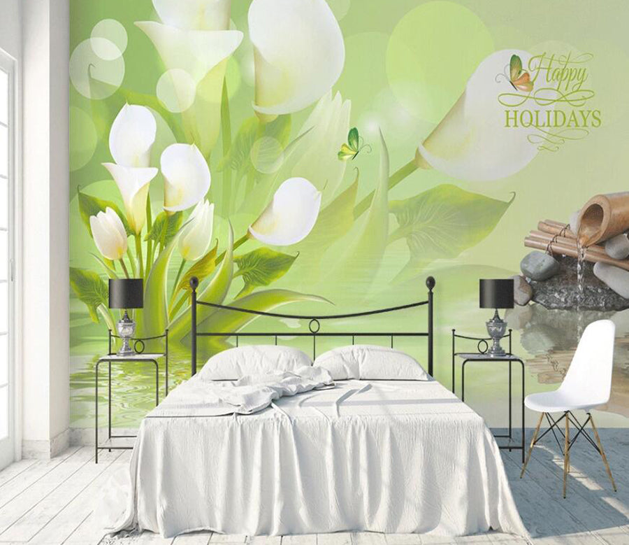 3D Lily Butterfly WC1565 Wall Murals