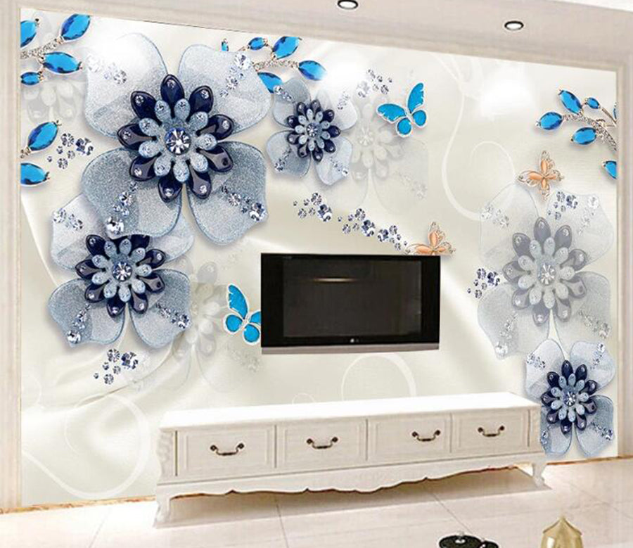 3D Flower Butterfly WC1386 Wall Murals