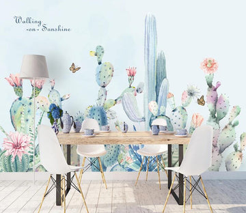 3D Butterfly Cactus WC1972 Wall Murals