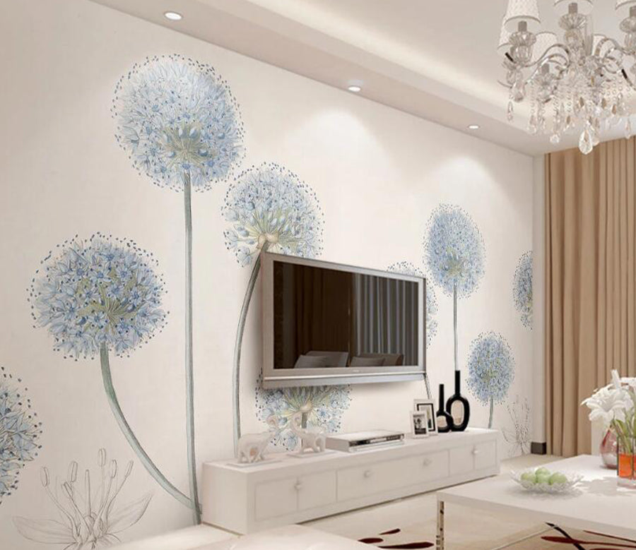 3D Blue Dandelion WC1329 Wall Murals