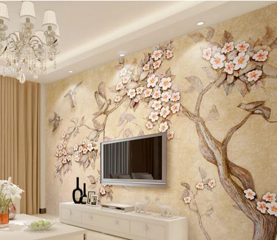 3D Magpie Flower WG696 Wall Murals