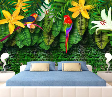 3D Parrot Lily WG718 Wall Murals