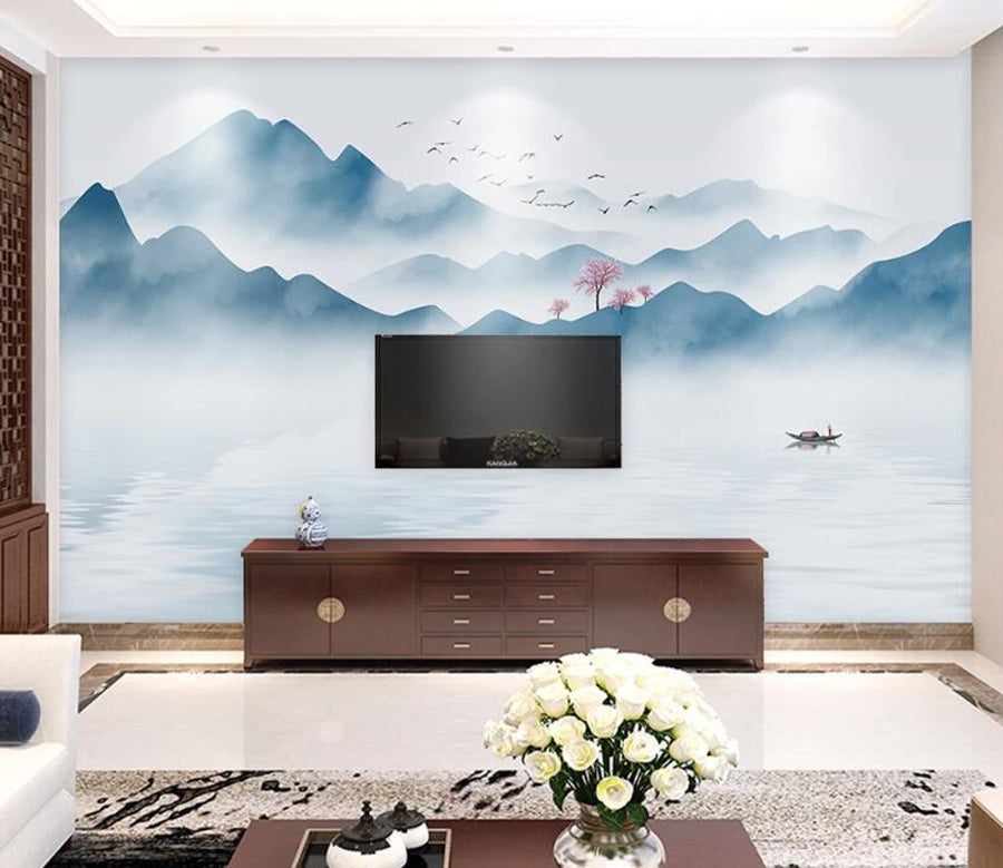 3D Lake Mountain WC2247 Wall Murals