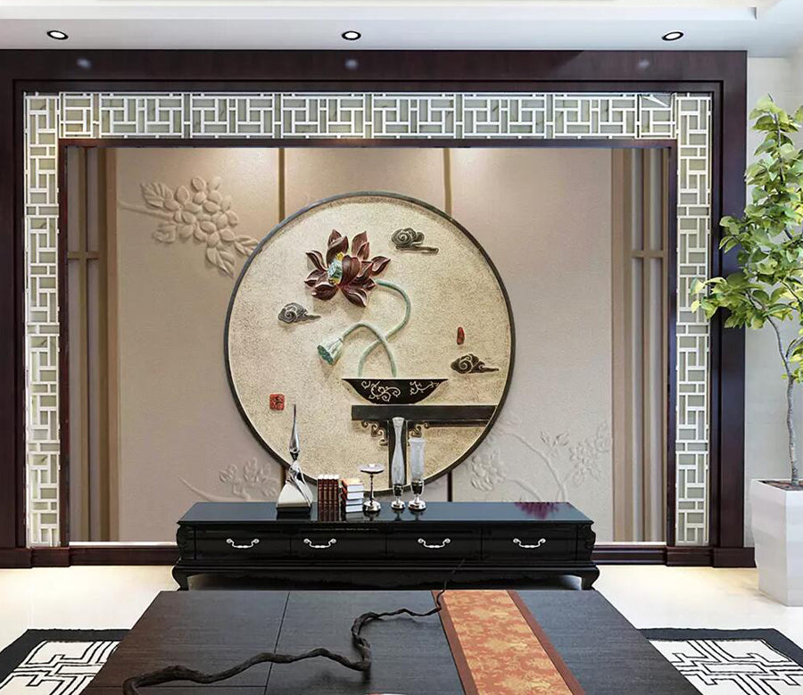 3D Fan Lotus WG1227 Wall Murals