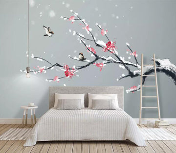 3D Red Plum Bird WC2427 Wall Murals