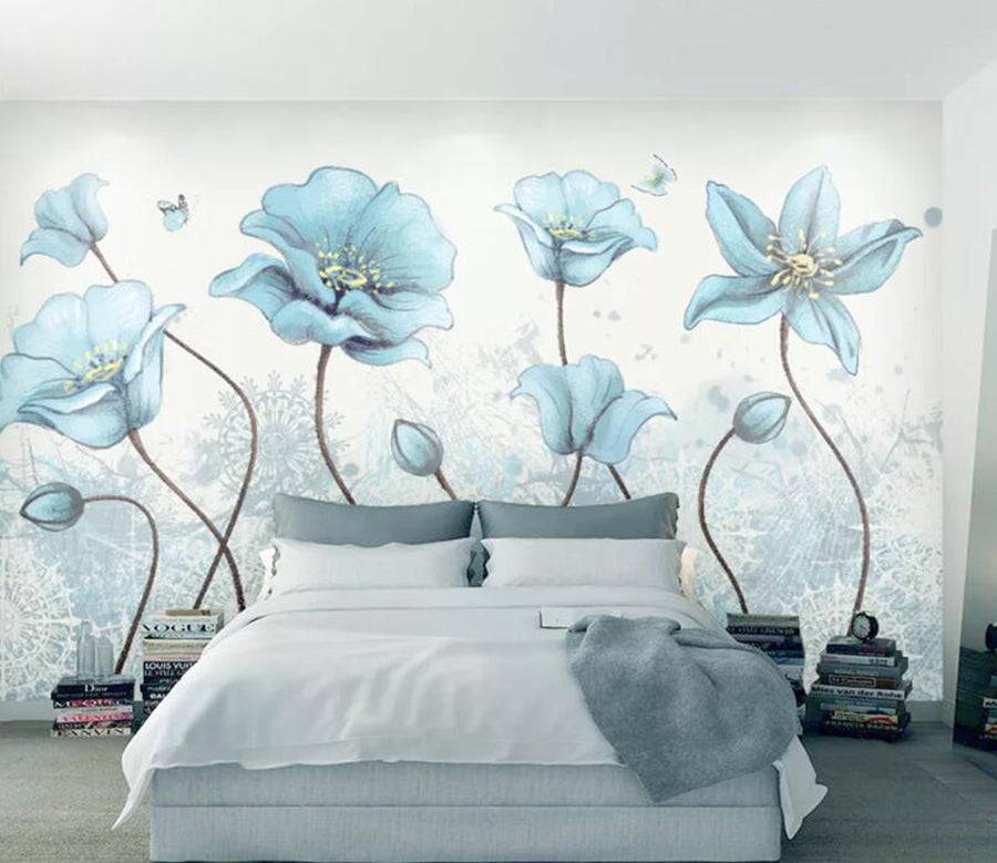 3D Blue Lily WC1657 Wall Murals