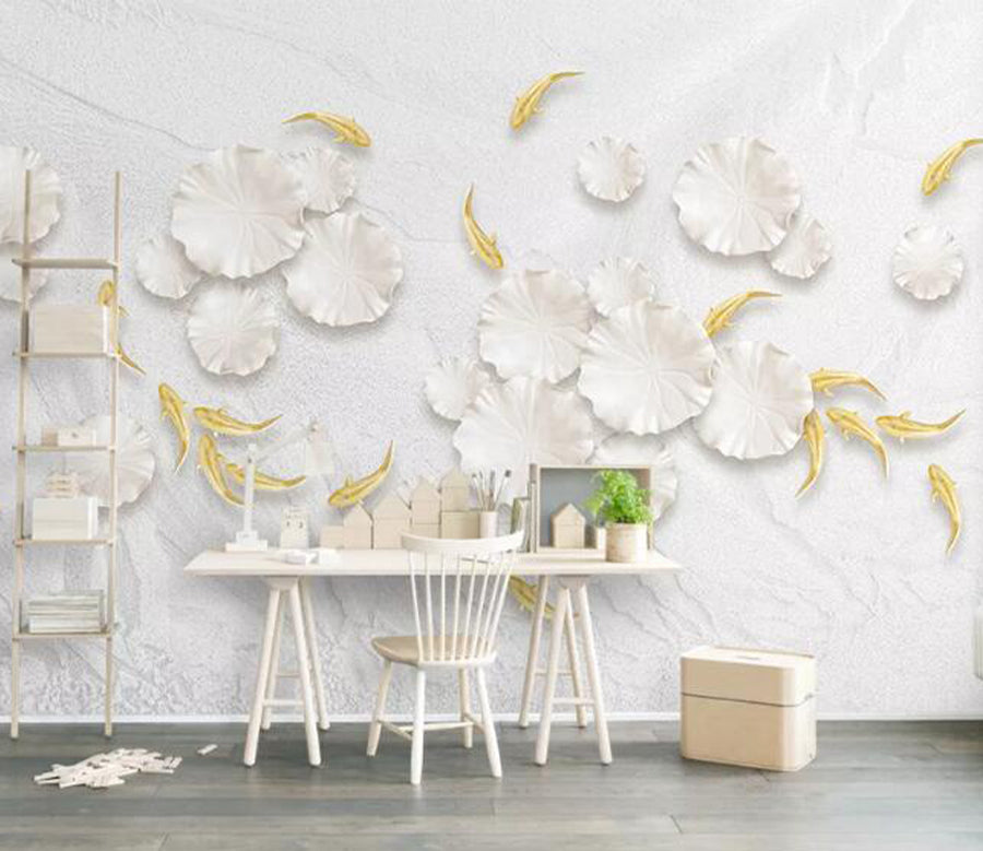 3D Goldfish Flower WG663 Wall Murals