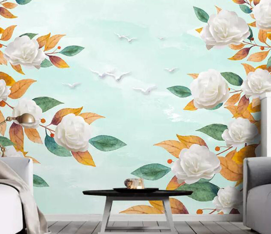 3D Pigeon Flower WG1097 Wall Murals