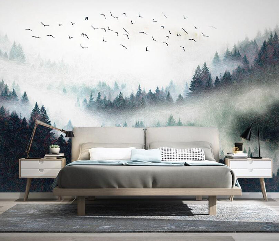 3D Bird Forest WC2441 Wall Murals