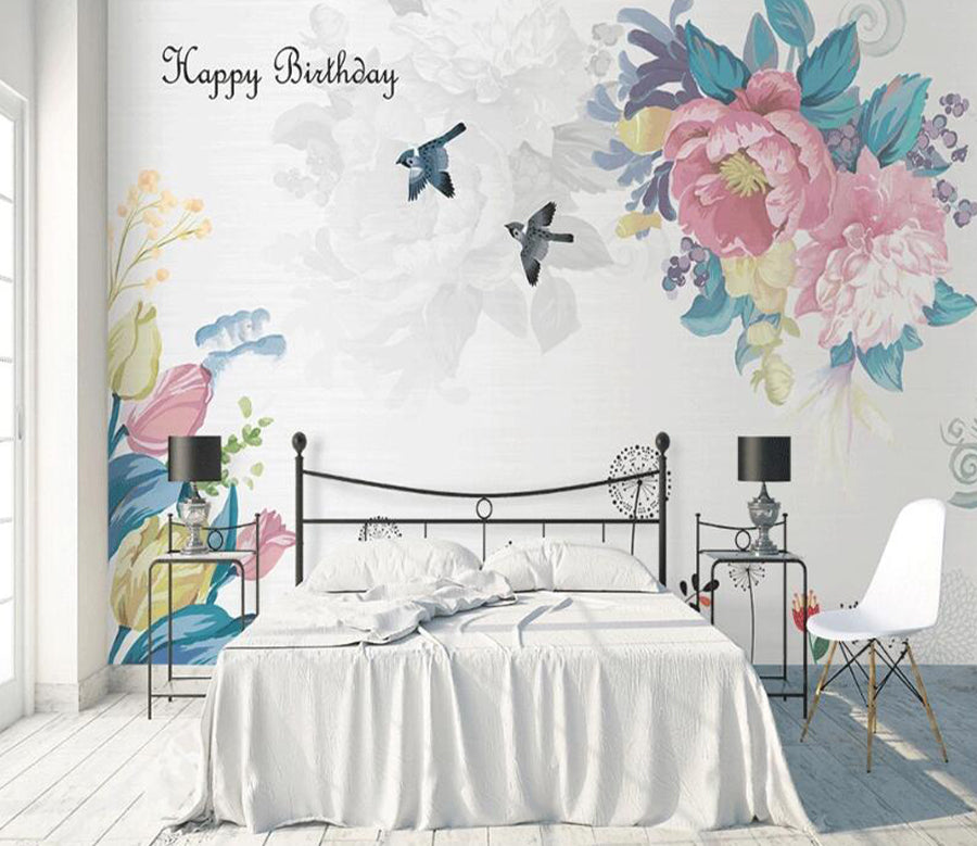 3D Swallow Flower WC1456 Wall Murals