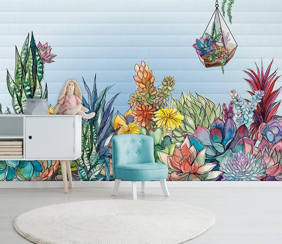 3D Succulents Color WC2426 Wall Murals