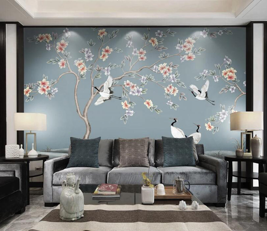 3D White Crane WC2347 Wall Murals