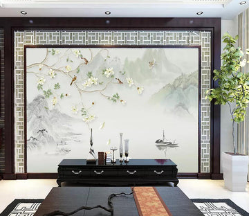 3D Boat Lake Bird WG1238 Wall Murals