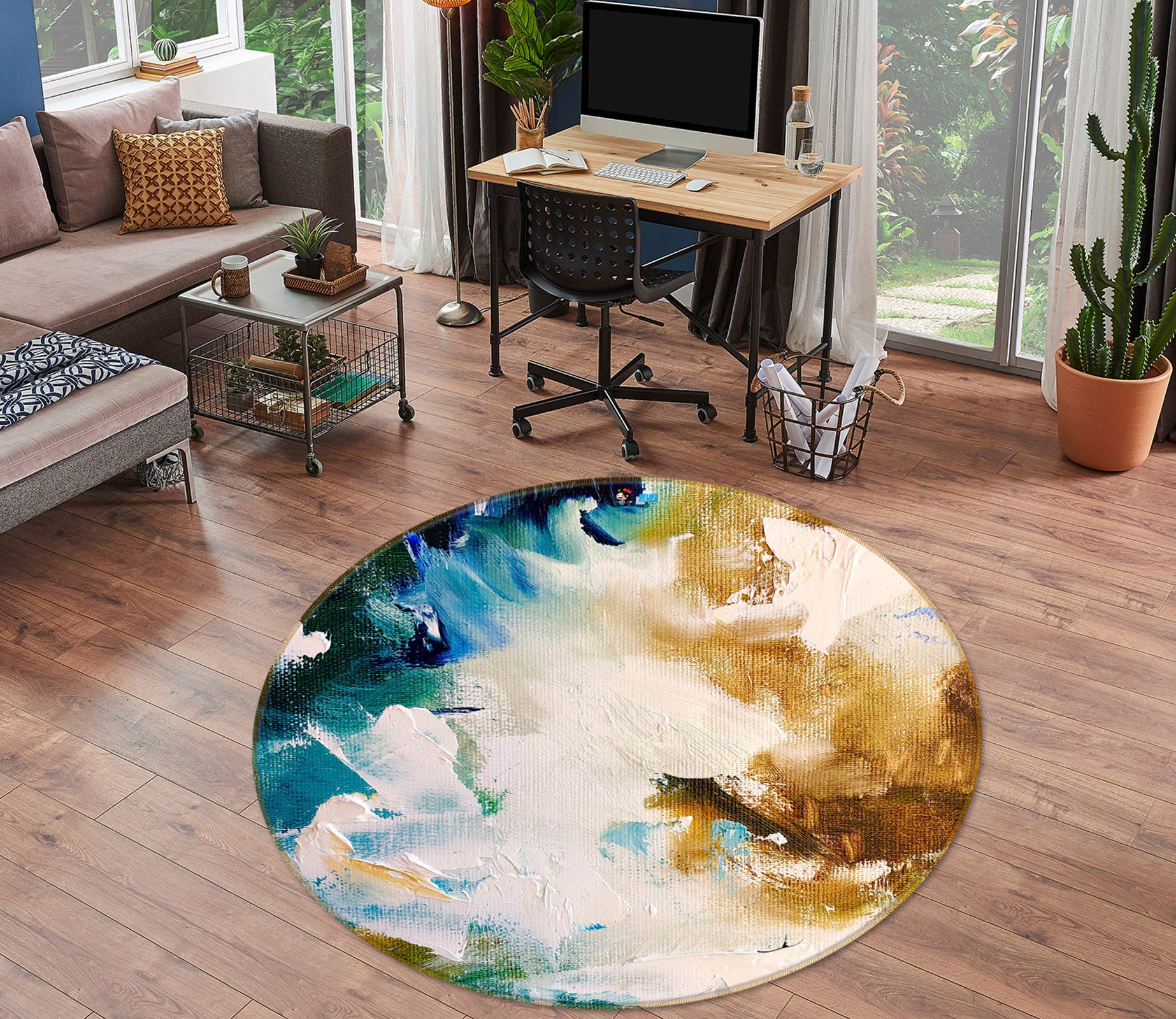 3D Painted Pigments 894 Skromova Marina Rug Round Non Slip Rug Mat