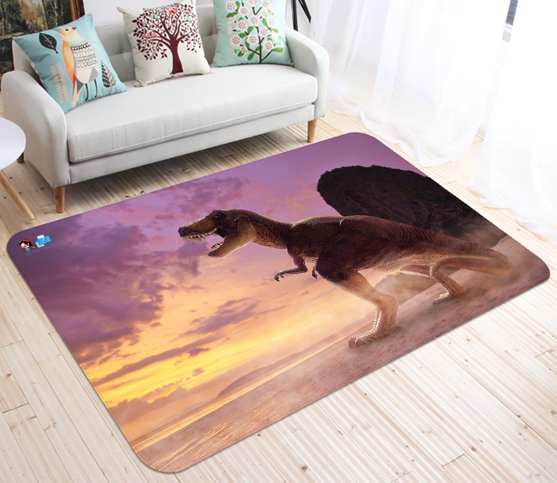 3D Hazy Dinosaur 55 Non Slip Rug Mat Mat AJ Creativity Home 