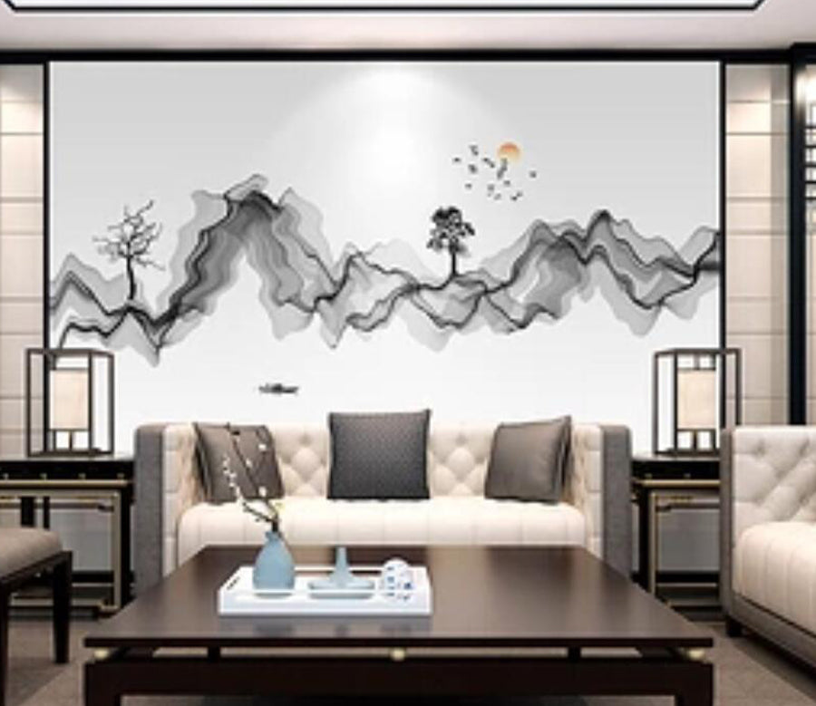 3D Mountain Sun WG837 Wall Murals