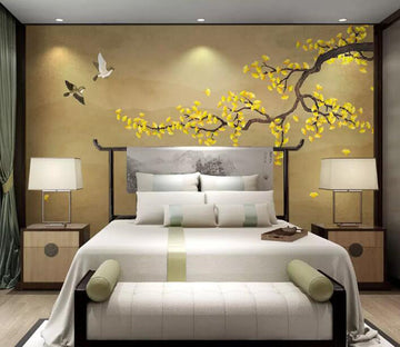 3D Golden Leaves WG86 Wall Murals Wallpaper AJ Wallpaper 2 