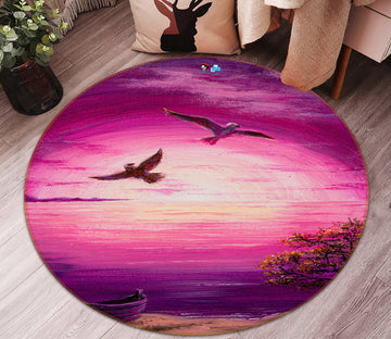 3D Pink Sky Eagle 18141 Marina Zotova Rug Round Non Slip Rug Mat