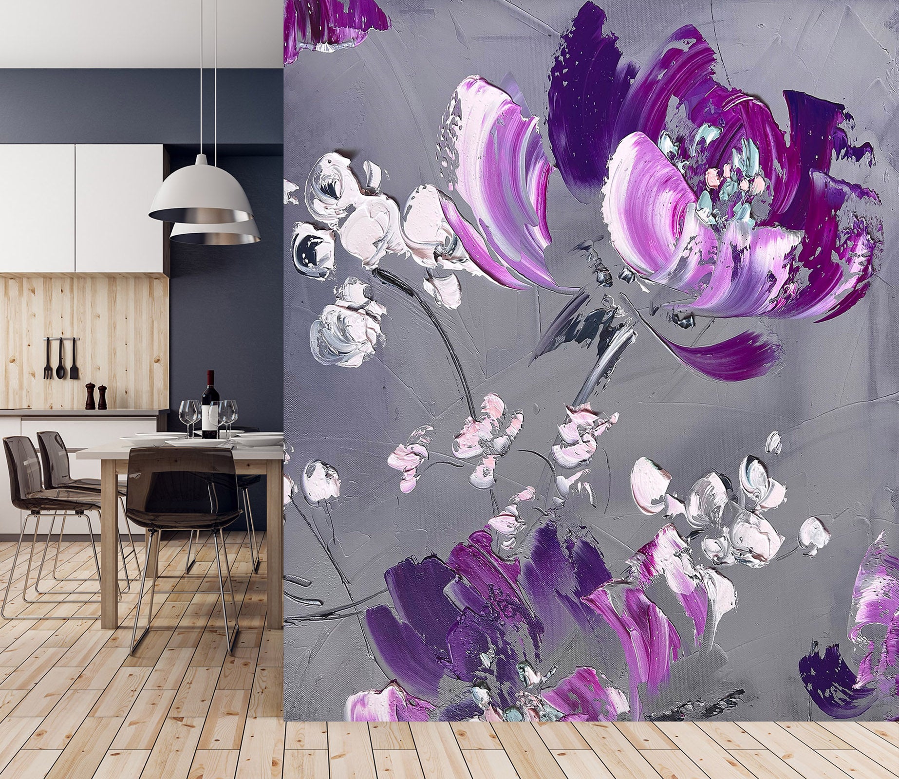 3D Purple Petals 2615 Skromova Marina Wall Mural Wall Murals