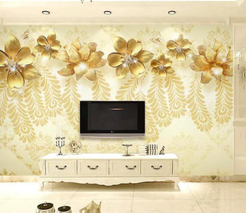 3D Golden Leaves WG82 Wall Murals Wallpaper AJ Wallpaper 2 