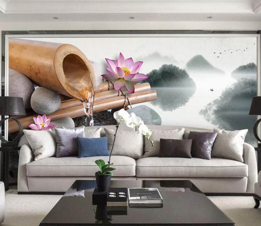 3D Goose Soft Lotus WC408 Wall Murals